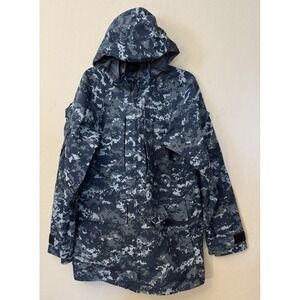 Military Working Parka Jacket Small Long US Navy Digital Blue Camo Waterproof